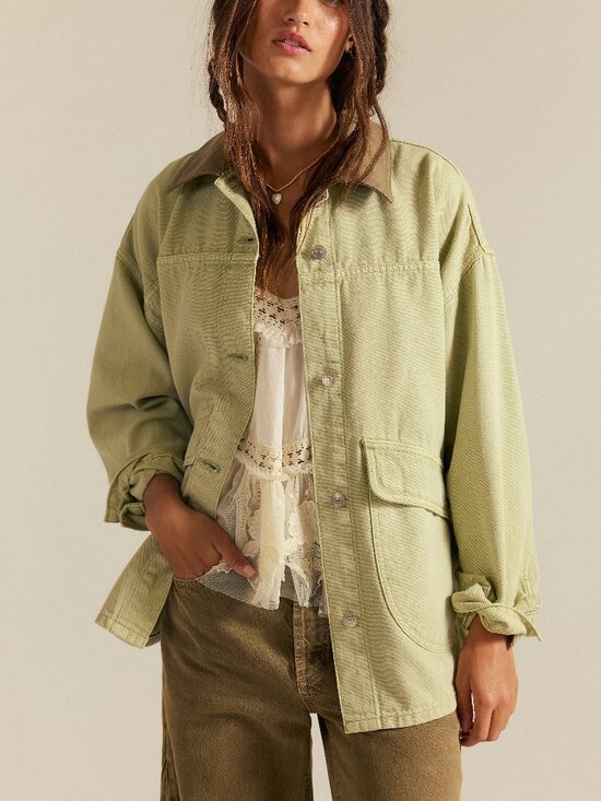Free People Jackets & Blazers - FREE PEOPLE We The Free Lemon Denim Jacket / Washed Sage